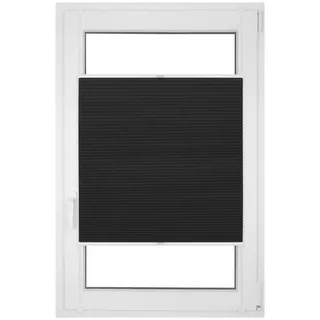 RENA Wabenplissee Thermo Plissee ohne Bohren Verdunklungsplissee Blickdicht Fenster Balkonfenster Balkontür Verdunkelung Sonnenschutz Innen Sichtschutz Hitzeschutz Schwarz 45x120 cm