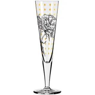 Ritzenhoff Champagnerglas , Schwarz, Goldfarben , Glas , 205 ml , 7.2x24.0x7.2 cm , Fsc, Made in Germany , Gläser, Champagnergläser & Sektgläser