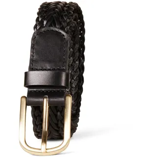 Amazon Essentials Damen Gürtel aus geflochtenem Leder, Schwarz, L