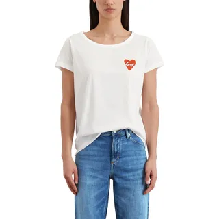 Marc O'Polo Damen T-Shirt mit ovalem Ausschnitt Regular Fit, Weiß (White), M