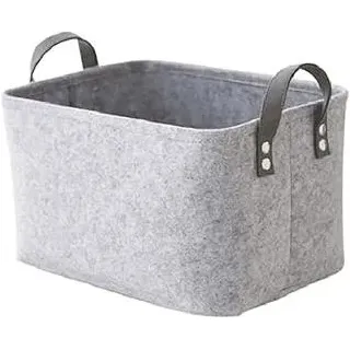 felt storage basket,Filz Aufbewahrungsbox,Filzkorb Grau Rechteck,Faltbar, mit Zwei Weichen Griffen,für Kleidung, Handtücher, Accessoires und Kinderspielzeug aufzubewahren,Groß 38 x 28 x 24 cm