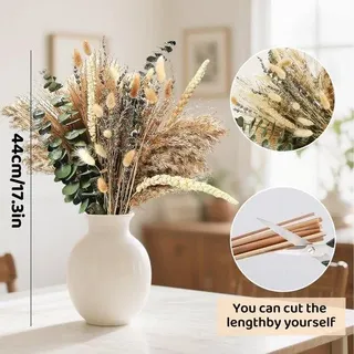 Ibenzoa® Pampasgras Boho-Set – 80 getrocknete Stiele mit Schilf, Eukalyptus & Lavendel, natürliche Deko für Tisch, Hochzeit & Wohnzimmer
