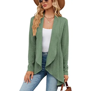 Cardigan Damen Langarm Cardigan Elegantes Freizeittop Wasserfall Cardigan Leichter Strickblazer