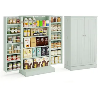 Fantask Küchenschrank mit Doppeltür, Aufbewahrungsschrank mit 6 verstellbaren Einlegeböden, Mehrzweckschrank, Vorratsschrank für Esszimmer, Wohnzimmer (Grün)