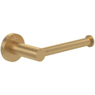 Villeroy & Boch Elements Tender Toilettenpapierhalter ohne Deckel, Klopapierhalter für Wandmontage, Klorollenhalter aus Zink, WC-Papierhalter rund – Gold, gebürstet
