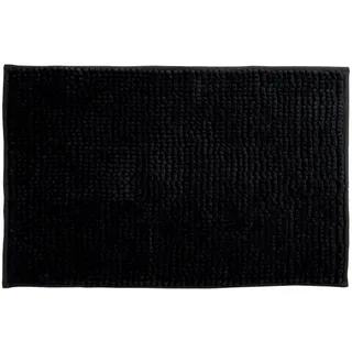 MSV Badteppich Badvorleger Duschvorleger Chenille Hochflor Badematte 50x80 cm – Schwarz