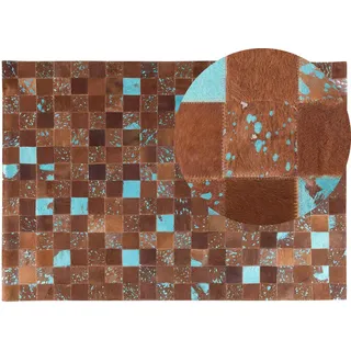 Beliani Kurzflor-Teppich Aliaga 230/160 cm , Braun , Fell , Patchwork , Rechteckig , 160x230 cm , Teppiche und Böden, Teppiche, Orientteppiche