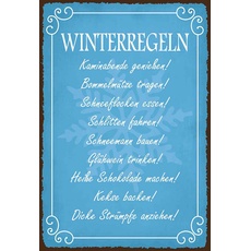 Blechschild 20x30 cm - Winterregel Kaminabende Glühwein
