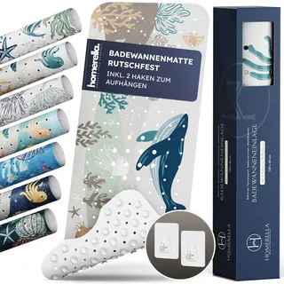 homerella® Badewannenmatte rutschfest 100x40cm, INKL. Haken, rutschfeste Badematte BPA frei, Duschmatte rutschfest, Antirutschmatte Badewanne Baby, Rutschmatte Badewanne Kinder, schimmelresistent