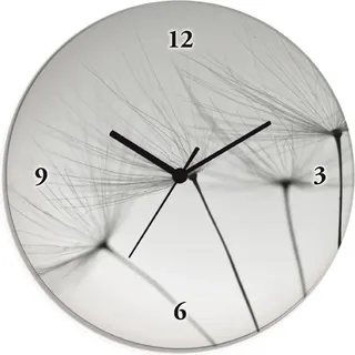ARTland Glas Wanduhr Quarzuhr - schwarzer Zeiger Pusteblumen-Samen I Größe: 30x30 cm - Grau
