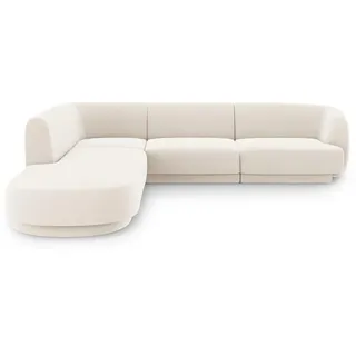 Micadoni Ecksofa links Miley aus Samt leichtes beige 6 Sitzplätze , Beige , Textil , L-Form , 255x248 cm , Hergestellt in Europa, Oeko-Tex® , Wohnzimmer, Sofas & Couches, Wohnlandschaften, Ecksofas