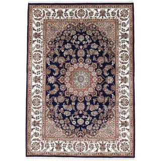 Orientteppich WOVEN ARTS "Nain, auch als Läufer", blau, B:200cm H:15mm L:300cm, Wolle, Teppiche, Orientteppich, handgeknüpft, mit Fransen, reine Wolle, Wohnzimmer