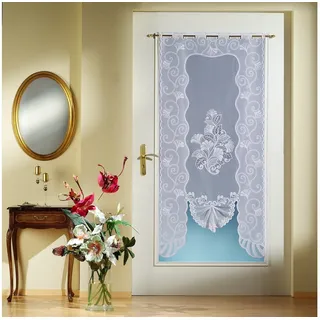 Weckbrodt Scheibengardine »Saarlouis« Stangendurchzug 1 Stk. tlg. Jacquard, Türvorhang, Gardine, floral, HxB: 175x78 cm, Store, weiß