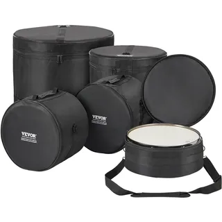 Vevor 5-teiliges Schlagzeugtaschen-Set, 1680D Oxford-Gewebe, gepolstert mit 1,5 m abnehmbarem Schultergurt, Tragegriffen, für 55,88 cm Kick, 30,48 cm Tom, 33,02 cm Tom, 40,64 cm Tom, 35,56 cm Snar