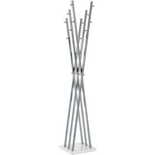 HAKU Garderobenständer chrom, weiß, Metall Kleiderständer - Maße: B 35 x H 186 x T 35 cm, Style: Modern