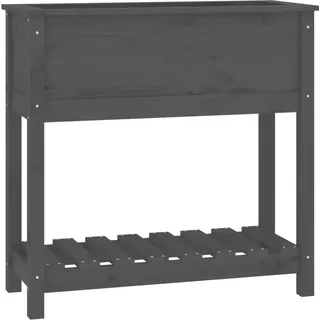 Pflanzkübel mit Ablage Grau 82,5x34,5x81 cm Massivholz Kiefer - Grau