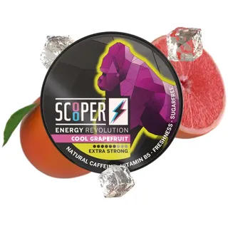 SCOOPER Energy 1x Cool Grapefruit Xtra Strong | 80 MG Koffein pro Pouch | 12 Pouches pro Dose | Zuckerfrei & Vegan | Energy Drink Alternative