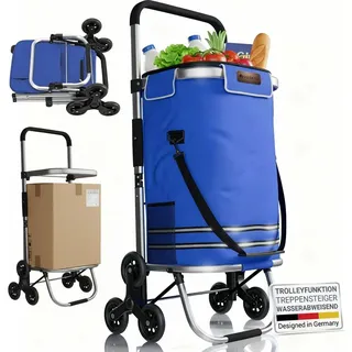 Juskys 3in1 Einkaufstrolley Dunkelblau