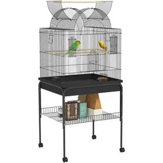 PawHut Vogelkäfig Wellensittichkäfig 63 x 53 x 144 cm schwarz