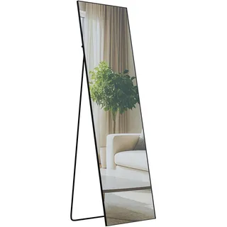 CLP Standspiegel eckig 50/3/160 cm Glas Schwarz-Matt , 50x160x3 cm , Spiegel, Standspiegel