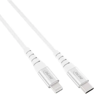 InLine InLine® USB-C Lightning Kabel, für iPad, iPhone, iPod, silber/Alu, 1m MFi