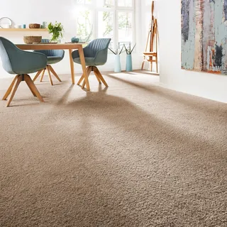 Andiamo Teppichboden »Softness, Velours, Made in Belgium« rechteckig 17 mm Höhe Uni Farben, Breite 400 cm, besonders weich, Wohnzimmer, Schlafzimmer, braun