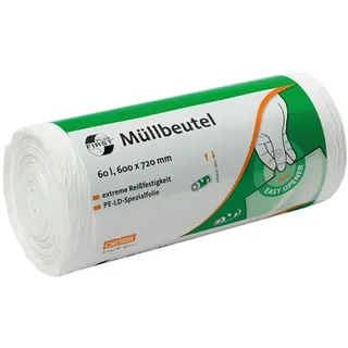 Deiss FIRST PLUS® Müllbeutel 60 Liter, = weiß 50St., Abfallsack, weiss,