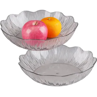 WakiHong 2 PCS Obstschale Stilvoll Grau Obstschalen Modern Obstkorb,Lebensmittelqualität Kunststoff Super Durable Obstschalen,Grau transparent,für Obst,Gemüse Aufbewahrung,Küche,Dekoration