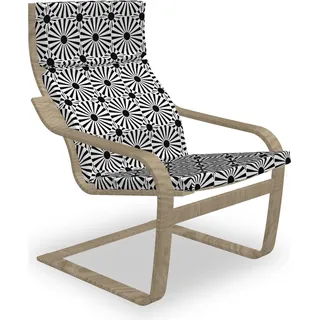 ABAKUHAUS verrückte Kunst Poäng Sessel Polster, Fanning Runde Stripes, Sitzkissen mit Stuhlkissen mit Hakenschlaufe und Reißverschluss, Charcoal Grau und Weiß - Grau