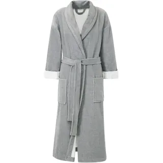 Unisex-Bademantel GÖZZE "Turin, ideal für Sauna & Spa, Hotelbademantel, Morgenmantel" Gr. XL, silber (silberfarben), L:128cm, Baumwoll-Mix, Hausmäntel, Unisex-Bademantel, für Damen & Herren, mit Gürtel und zwei aufgesetzten Taschen, lang