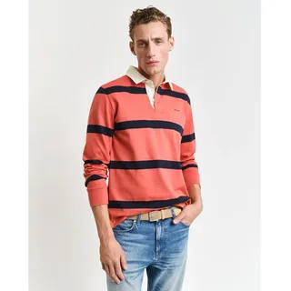 Gant Heavy Rugger Langarm-polo - Brick Red - S