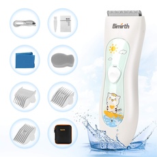 Bimirth Haarschneidemaschine Kinder, Leise Baby Haarschneider, USB Wiederaufladbare Wasserdicht Baby Haartrimmer mit 3 Führungskämme im Beutel zur Einfachen Aufbewahrung (With Bag)