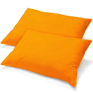 aqua-textil Classic Line Baumwoll Kissenbezug 2er-Set 40x90 orange Kissen Bezug Reißverschluss Jersey Kissenhülle