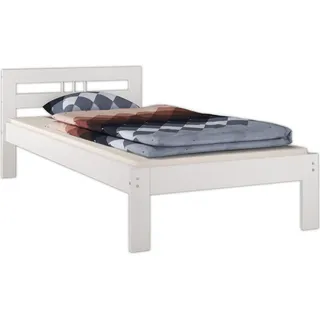 Einzelbett Bettrahmen 90x200 Futonbett Kieferbett weiß Massivholz Zubehör wählbar V-60.64-09Wohne Zubehör
