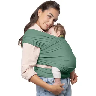Boba Babytragetuch ab Geburt bis 15 kg - Kuschelweiches & Stützendes Baumwollfrottee, Tragetuch Baby Neugeboren bis Kleinkind, Einfach zu Binden (Salbei)