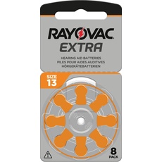 80 x RAYOVAC Extra Hörgerätebatterien Typ 13 - PR48 - Farbcode Orange - 1,45 Volt - 80 Stück (10 x 8 Batterien)