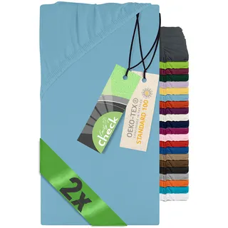 Emily ́s Check 2er-Pack Spannbettlaken für Kinder- und Babybettmatratzen 1493.2123, 60 x 120 cm, bleu