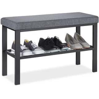 Relaxdays Schuhbank 81 x 50,5 x 32 cm gepolstert / schwarz/grau