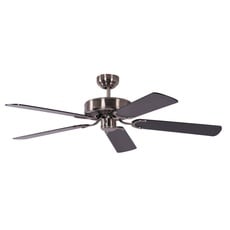 Deckenventilator ohne Beleuchtung Potkuri, Gehäuse gealtertes Silber, Flügel Schwarz, 132 cm, für Räume bis zu 25m2