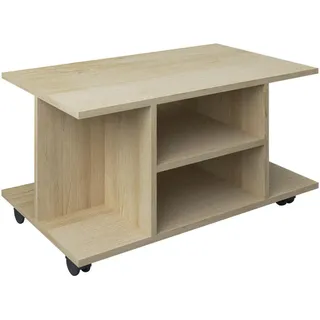 Mid.you Couchtisch , Honigeiche , Holzwerkstoff , rechteckig , 80x40x40 cm , Stauraum, offenes Fach, einfacher Aufbau , Wohnzimmer, Wohnzimmertische, Couchtische, Couchtische mit Rollen