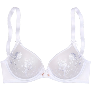 Bügel-BH LASCANA "Maria", Damen, Gr. 90, Cup G, weiß (uni weiß), Spitze, Obermaterial: 74% Polyamid, 23% Polyester, 3% Elasthan, BHs Bügel-BH, mit Blumen aus edler Stickereispitze – auch ideal für große Größen
