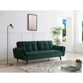 Klappsofa 3-Sitzer mit Schlaffunktion - Samt - Grün - GULCAN
