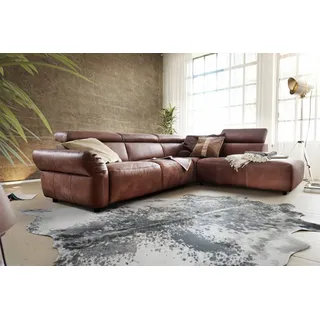 KAWOLA Eckcouch Leder 2-Sitzer Braun