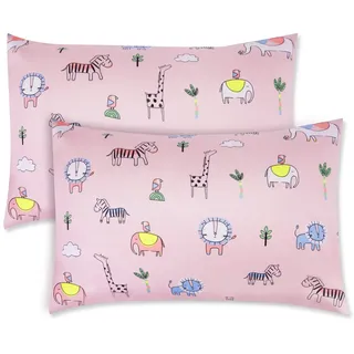 Vicloon Kinder Kissenbezug, 2 Stück Baby Kopfkissenbezug, 40x60 cm Baumwolle Baby-Kissenbezug, Baby Kleinkind Kissen Kissenbezüge, für Jungen Mädchen Bettwäsche - Muster Waldwelt
