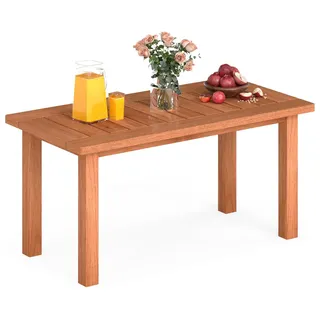 COSTWAY Couchtisch Holz, Beistelltisch Outdoor Wetterfest, Gartentisch, rechteckiger Holztisch, Balkontisch, Kaffeetisch, 90 x 45,5 x 43,5 cm, Natur - Naturbelassen