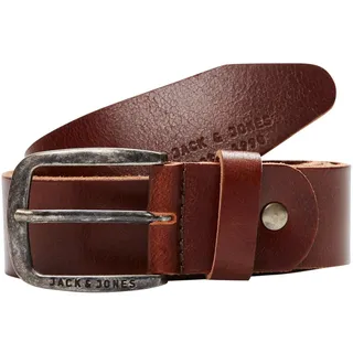 Herren Jack & Jones Ledergürtel JACPAUL Belt Echt Leder Jeans Hosen Gürtel, Farben:Braun, Größe Gürtel:85