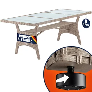 CASARIA Polyrattan Gartentisch 190 x 90 x 74 cm Creme