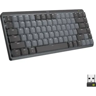 Logitech MX Mechanical Mini Graphite, LEDs weiß, Kailh Choc V2 LOW PROFILE BROWN, Logi Bolt, USB/Bluetooth, US (920-010780)