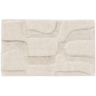 benuta Badematte Nehir Weiß 50x80 cm , Textil , Abstrakt , Rechteckig , 50x80 cm , Oeko-Tex® Standard 100 , Heimtextilien, Badtextilien, Badematten