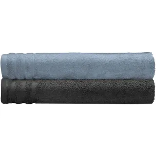 Kleine Wolke Duschtücher "Royal, 2 Stück oder 4 Stück (70/140 cm)" Uni Farben, mit Bordüre, weich, in verschiedenen Sets erhältlich, stahlblau, dunkelgrau